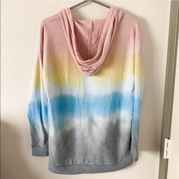 Theo and Spence Tie Dye V Neck Drawstring Hoodie - Picture 8 of 8